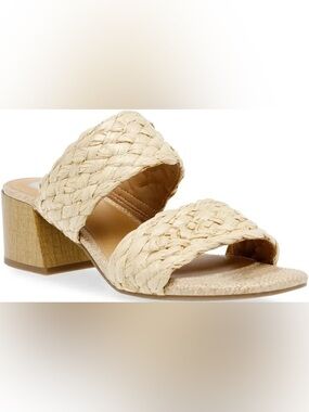 DV by Dolce Vita Stacey Braided Raffia Two-Band Slide Sandals Size 10